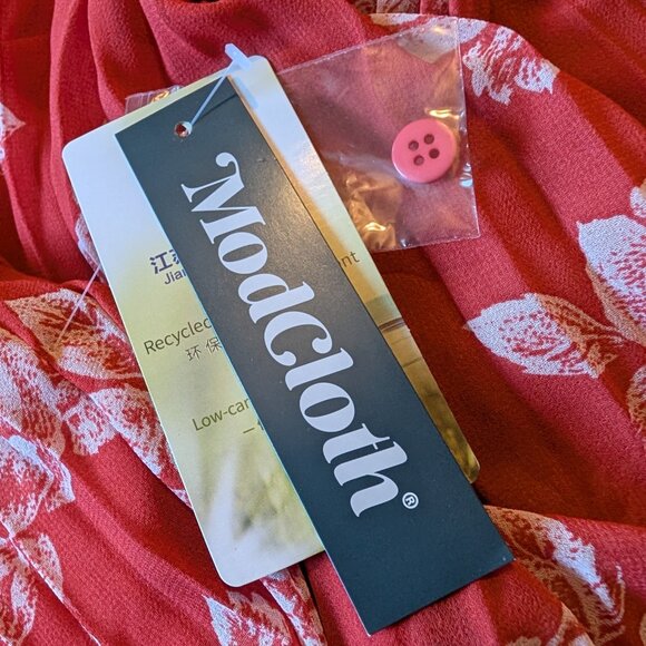 ModCloth Womens NWT Size 12 Coral Red Floral Perfectly Posh Pleated Mini Skirt - Picture 10 of 10